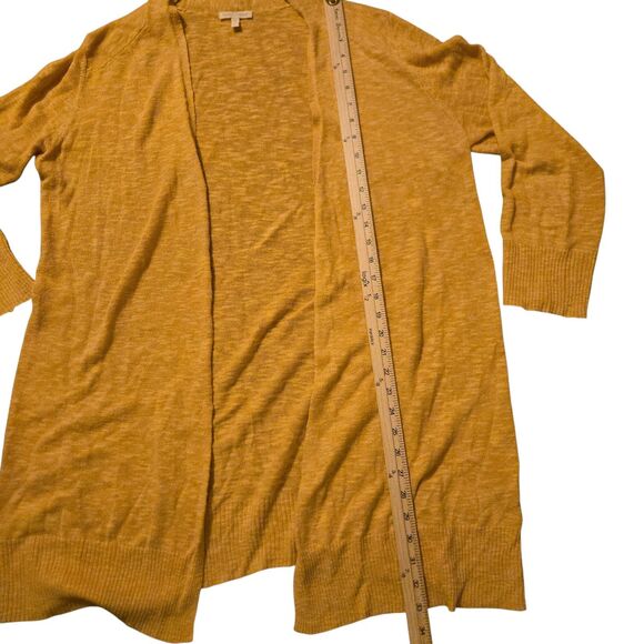 Eileen Fisher Open Front Cardigan L Butter Yellow Linen Cotton Blend Coastal - Picture 7 of 8